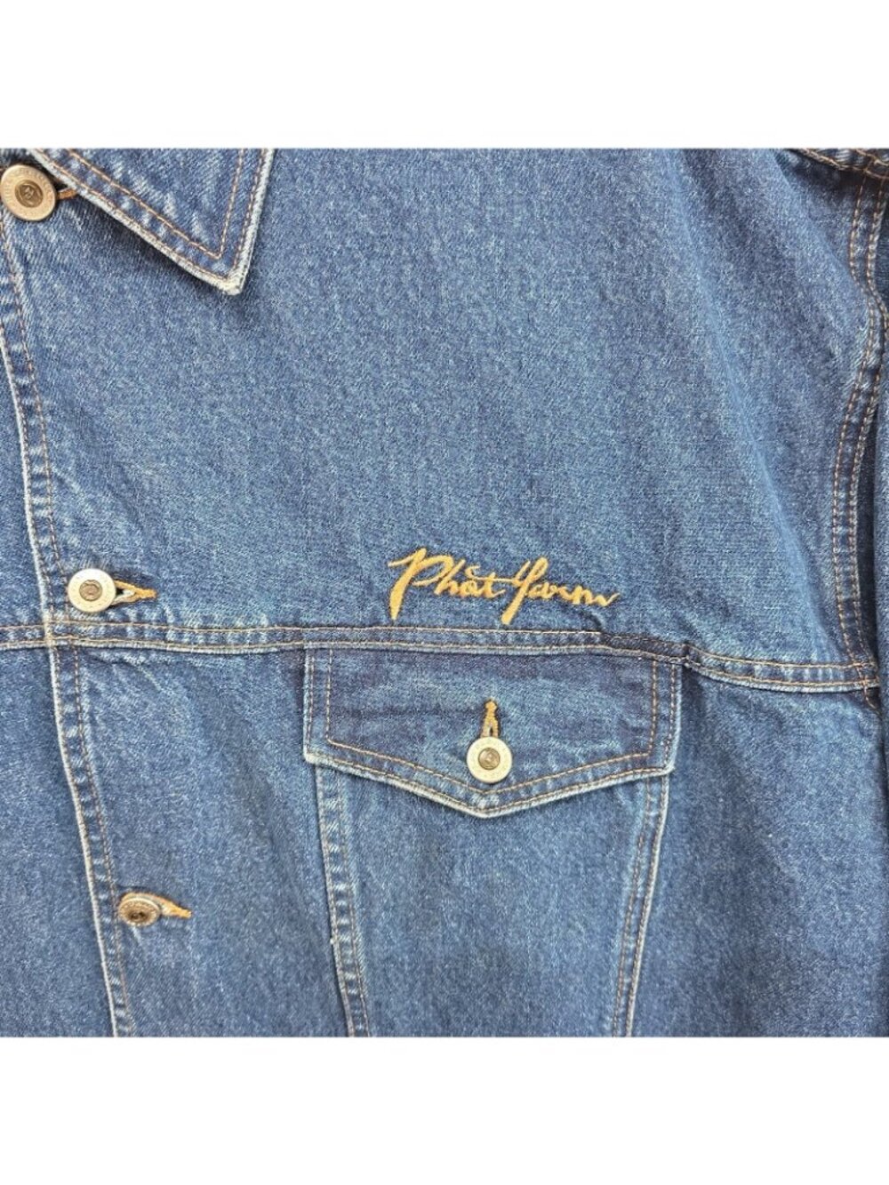 VTG Phat Farm Blue Denim Jacket Mens XXXL Hip Hop Streetwear Bull Embroidery Y2K - Picture 7 of 14